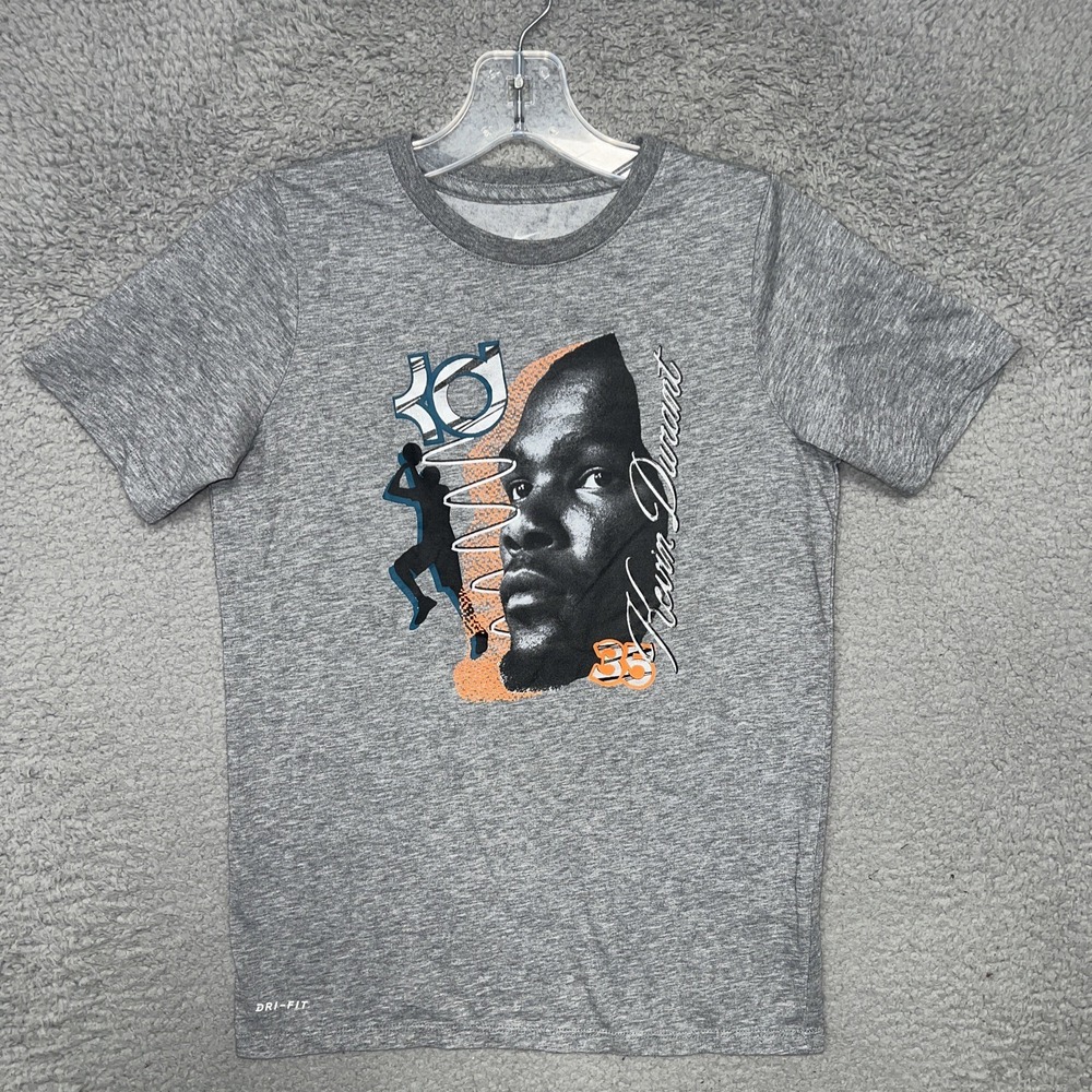 The Nike Tee Kevin Durant T Shirt Youth Sz M Gray KD Dri Fit #35 Athletic Tee